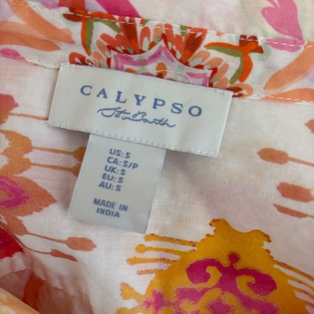 Calypso St. Barth Vibrant Mixed Print Button Up Shirt Small Resortwear - Picture 5 of 7